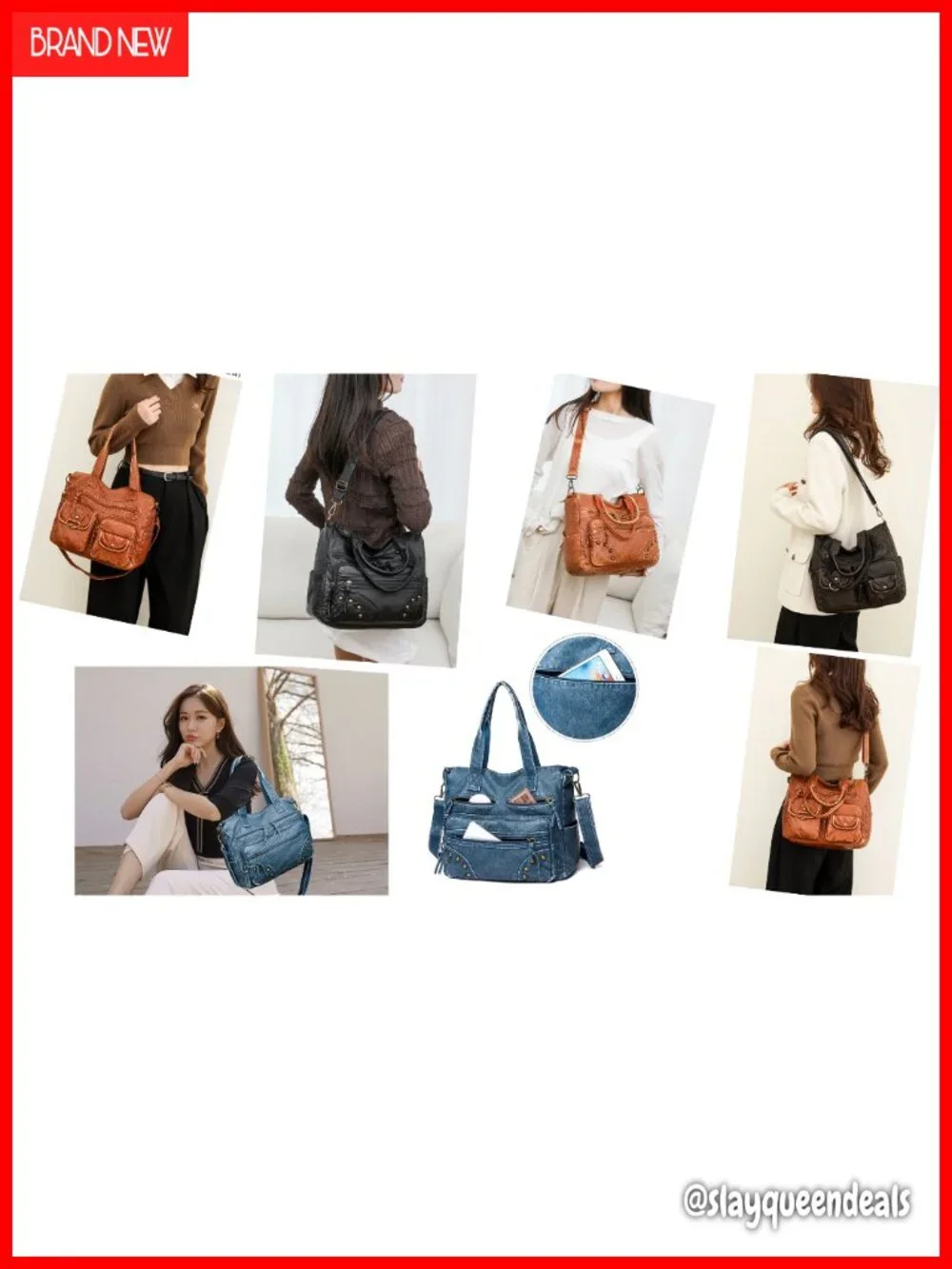 PU Leather Hobo Handbag Purse Top Handle Satchel